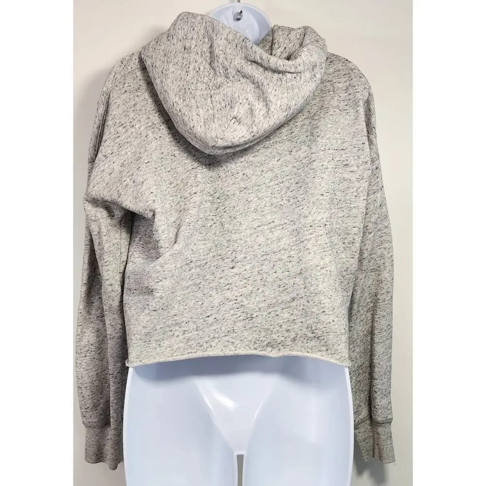 Abercrombie & Fitch Cropped Hoodie Gray Marled Pullover‎ Small Y2K